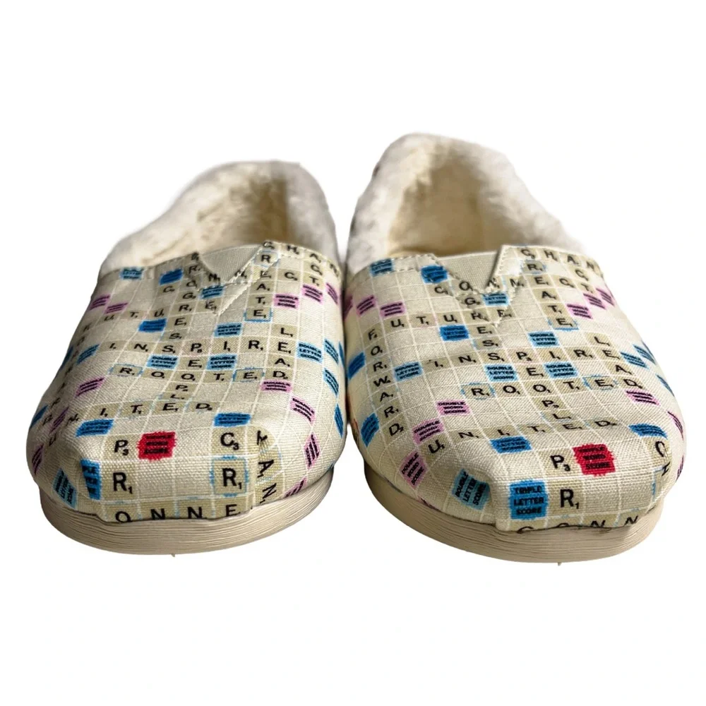 TOMS x SCRABBLE Alpargata Classic Canvas Slip On Flats Size 9 NEW - Picture 2 of 8